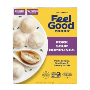 Feel Good Foods Pork Soup Dumplings Frozen - Gluten Free Dumplings with Savory Broth, Scallions and Ginger, Snacks & Appetizers, 6 Ounce